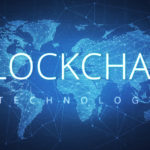 Blockchain technology futuristic hud banner.